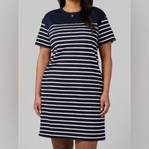 Navy and White Striped T-Shirt Pocket Dress